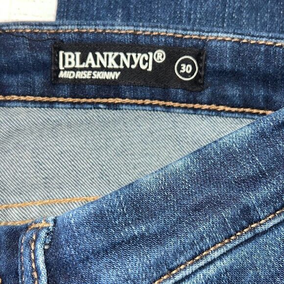 Blank NYC Mid Rise Skinny Distressed Knee Stretch Jeans sz 30 Medium Wash - Picture 3 of 5